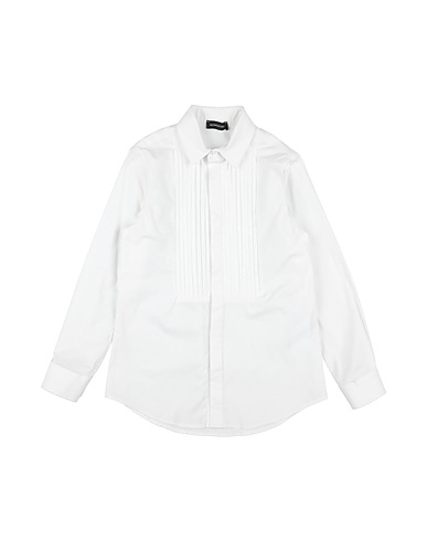 MONNALISA Solid color shirt White 97% Cotton, 3% Elastane