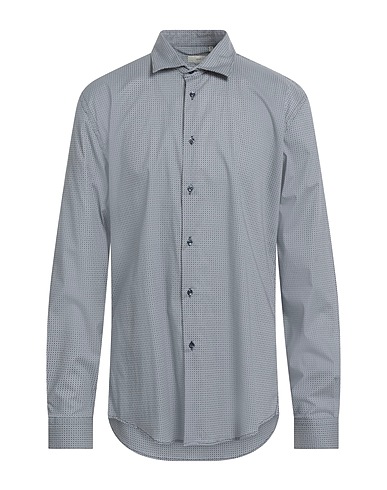 LIU •JO MAN Patterned shirt Navy blue 97% Cotton, 3% Elastane
