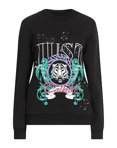 JUST CAVALLI Sweatshirt Black 100% Cotton, Elastane