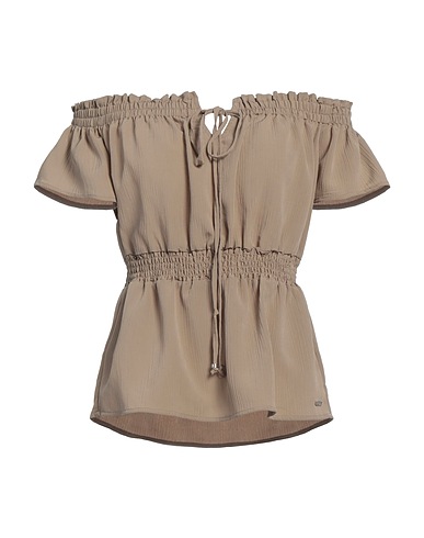 GUESS Off-the-shoulder top Khaki 100% Polyester