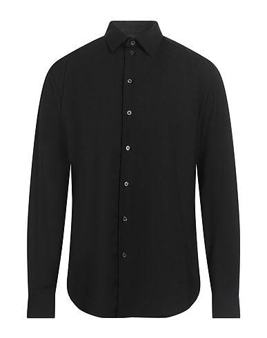 EMPORIO ARMANI Solid color shirt Black 100% Virgin Wool