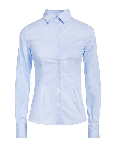 RICHARD OWE'N Striped shirt Sky blue 72% Cotton, 25% Polyamide, 3% Elastane