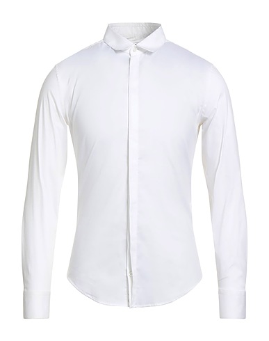 EMPORIO ARMANI Solid color shirt White 76% Cotton, 21% Polyamide, 3% Elastane