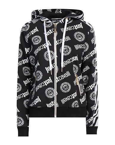 JUST CAVALLI Hooded track jacket  Black 100% Cotton, Elastane