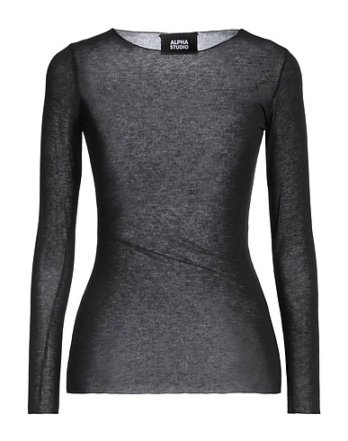ALPHA STUDIO T-shirt Black 64% Viscose, 18% Polyamide, 10% Cashmere, 8% Elastane