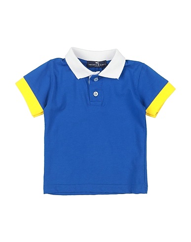 MANUELL & FRANK Polo shirt Blue 95% Cotton, 5% Elastane