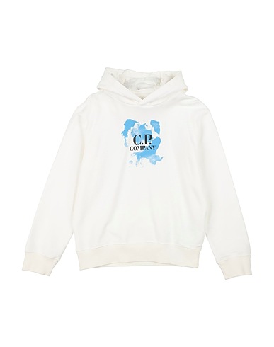 C.P. COMPANY UNDERSIXTEEN Hooded track jacket  White 100% Cotton, Elastane