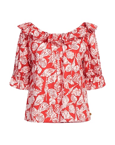 MAISON SCOTCH Off-the-shoulder top Red 100% Cotton