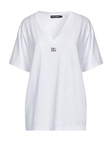 DOLCE&GABBANA T-shirt White 100% Cotton, Brass, Crystal