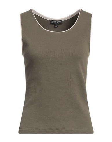 TRICOT CHIC Vest Military green 89% Cotton, 7% Viscose, 2% Elastane, 1% Nylon, 1% Lurex®