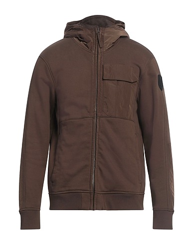 BLAUER. Hooded track jacket  Chocolate brown 88% Cotton, 12% Polyester, Polyamide