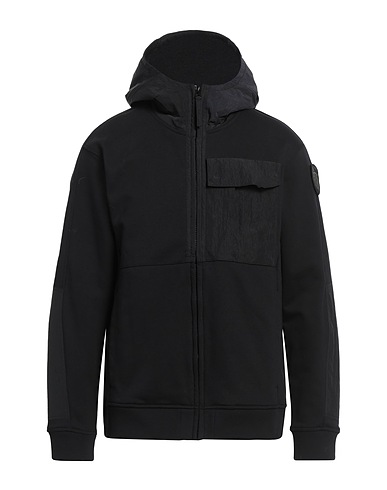 BLAUER. Hooded track jacket  Black 88% Cotton, 12% Polyester, Polyamide