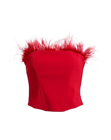 PATRIZIA PEPE SERA Bustier Brick red 97% Polyester, 3% Elastane, Ostrich feathers