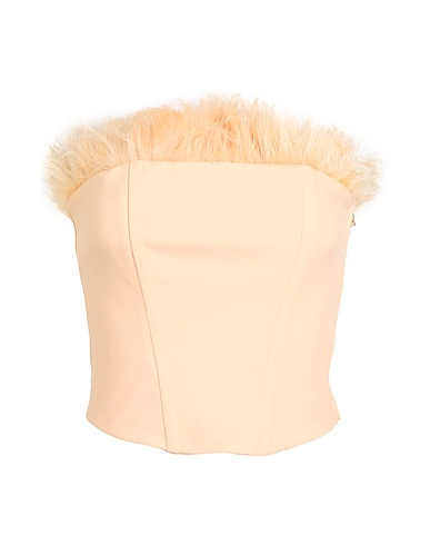 PATRIZIA PEPE SERA Top ALBICOCCA 97% Polyester, 3% Elastane, Ostrich feathers