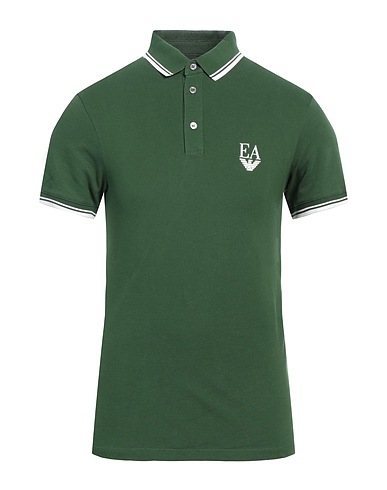 EMPORIO ARMANI Polo shirt Dark green 95% Cotton, 5% Elastane