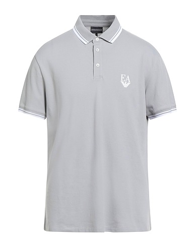 EMPORIO ARMANI Polo shirt Light grey 95% Cotton, 5% Elastane