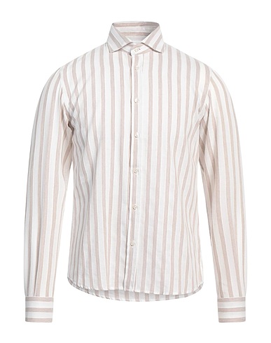 STILOSOPHY Camicia a righe Beige 40% Cotone, 28% Viscosa, 20% Poliestere, 12% Lino