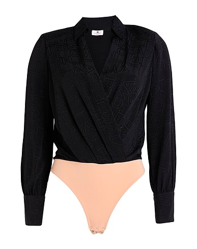 ELISABETTA FRANCHI TOPS & TEES Black 69% Acetate, 31% Silk, Polyamide, Elastane