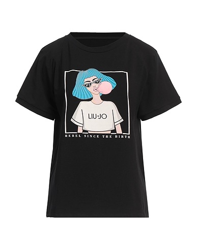 LIU •JO Ｔシャツ ブラック コットン 96% / ポリウレタン 4%