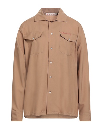MARNI Solid colour shirt Camel 100% Virgin Wool