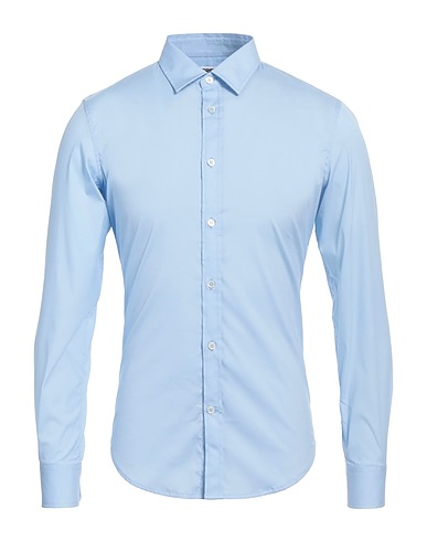 GRIFONI Solid color shirt Light blue 75% Cotton, 20% Polyamide, 5% Elastane