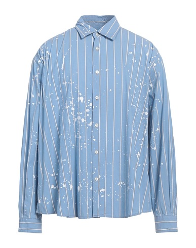 LANEUS Striped shirt Light blue 97% Cotton, 3% Elastane