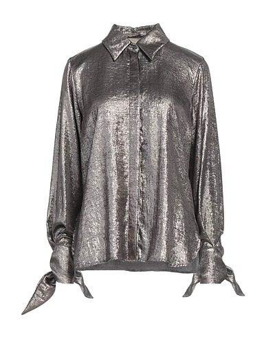 MOMONÍ Solid colour shirts & blouses Silver 100% Polyester