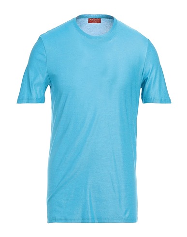 TWENTY-ONE by ANTONIO CARNEVALE Basic T-Shirt Azure 100% Cotton
