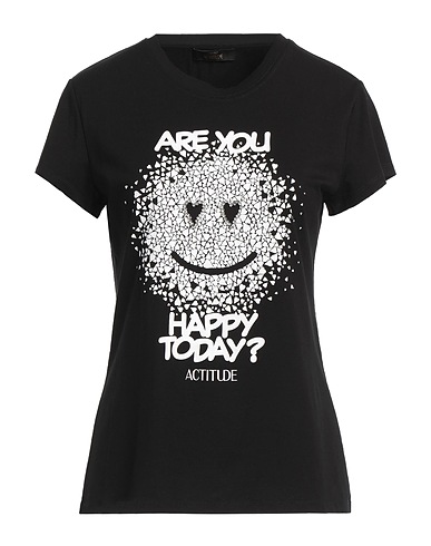 ACTITUDE by TWINSET Ｔシャツ ブラック コットン 48% / レーヨン 46% / ポリウレタン 6%