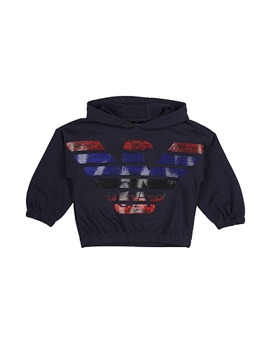 EMPORIO ARMANI Hooded track jacket  Navy blue 83% Cotton, 17% Polyester