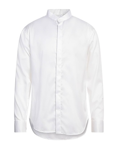 EMPORIO ARMANI Solid color shirt White 98% Cotton, 2% Elastane