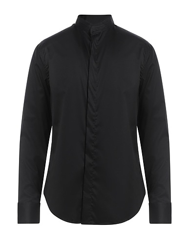 EMPORIO ARMANI Solid colour shirt Black 98% Cotton, 2% Elastane