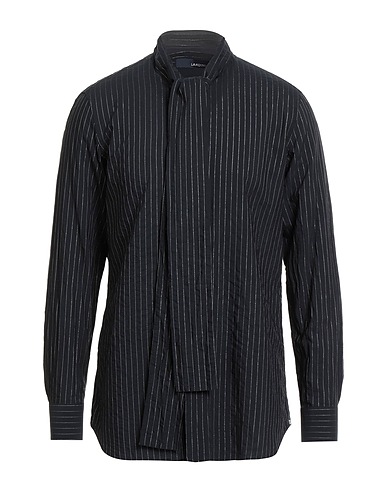 LARDINI Striped shirt Black 54% Cotton, 41% Lyocell, 5% Polyamide