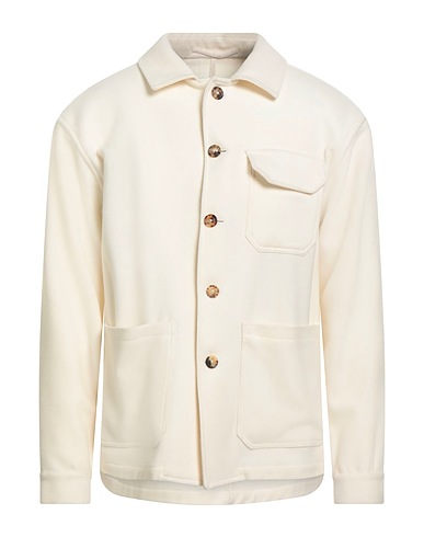 LARDINI Solid colour shirt Cream 95% Wool, 5% Cashmere