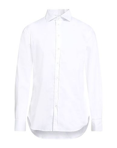 EMPORIO ARMANI Solid colour shirt White 76% Cotton, 21% Polyamide, 3% Elastane
