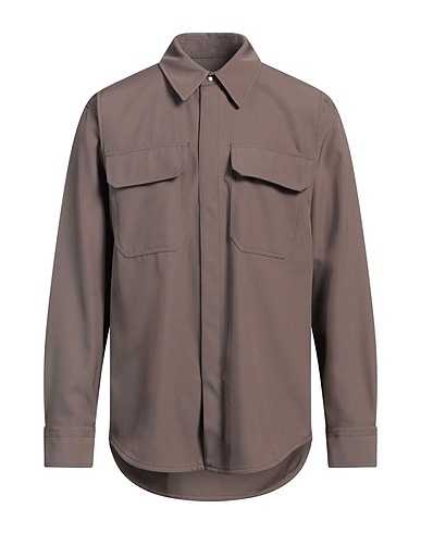 HELMUT LANG Solid colour shirt Khaki 55% Polyester, 45% Wool
