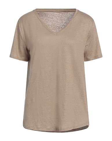 MAJESTIC FILATURES Basic T-shirt Sand 94% Linen, 6% Elastane