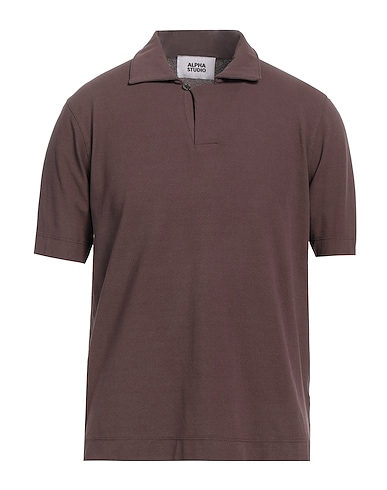 ALPHA STUDIO Polo shirt CIOCCOLATO 98% Cotton, 2% Elastane