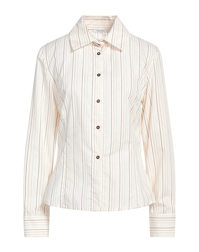 NUALY Gestreiftes Hemd Elfenbein 62% Baumwolle, 34% Polyester, 4% Elastan