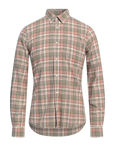BARBOUR Checked shirt Sage green 55% Linen, 45% Cotton