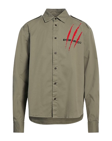 DSQUARED2 Shirts Military green 97% Cotton, 3% Elastane