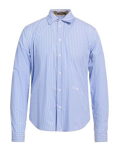 VERSACE Striped shirt Sky blue 100% Cotton, Polyester