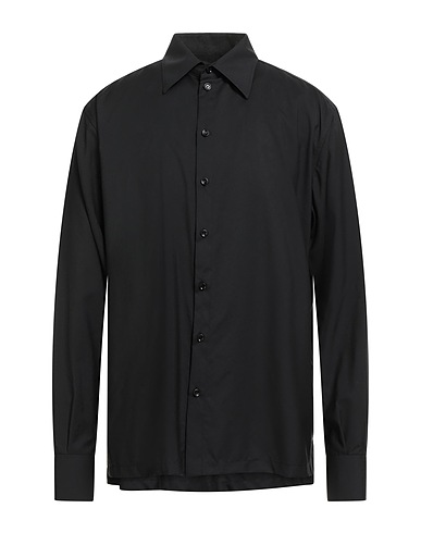 DOLCE&GABBANA Solid colour shirt Black 50% Virgin Wool, 50% Silk