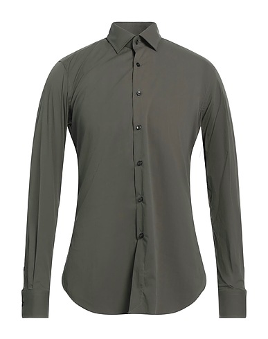 CELLINI Solid color shirt Military green 72% Cotton, 25% Polyamide, 3% Elastane