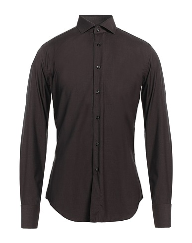 XACUS Einfarbiges Hemd Dunkelbraun 100% Schurwolle