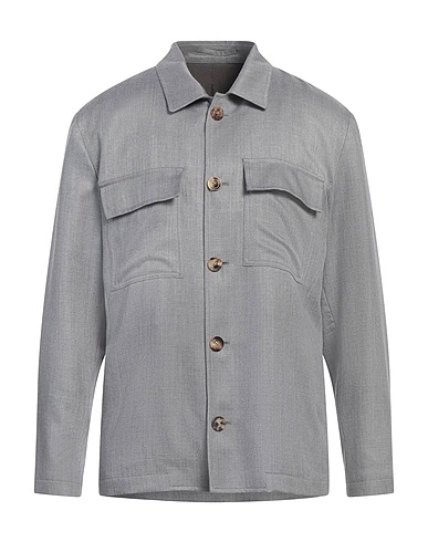 LARDINI Solid color shirt Grey 35% Cashmere, 35% Wool, 30% Silk