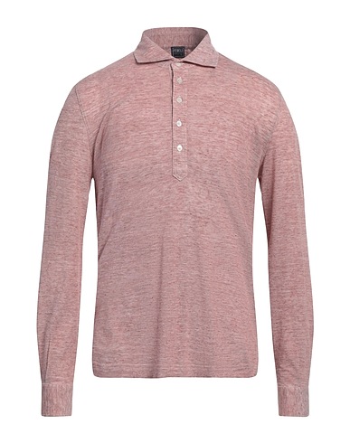 FEDELI Polo shirt Rust 65% Linen, 35% Cotton