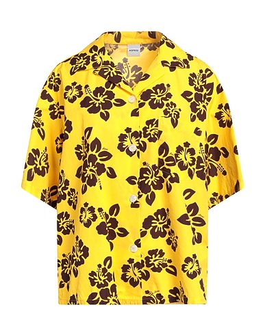 ASPESI Floral shirts & blouses Yellow 100% Cotton