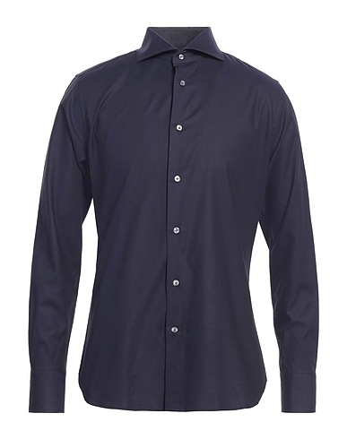 BORSA Solid color shirt Midnight blue 100% Cotton