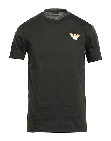 EMPORIO ARMANI Basic T-Shirt Dark green 100% Cotton